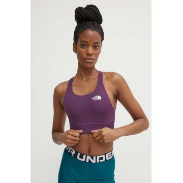 The North Face sutien sport reversibil Flex culoarea violet, neted, NF0A886QWI81