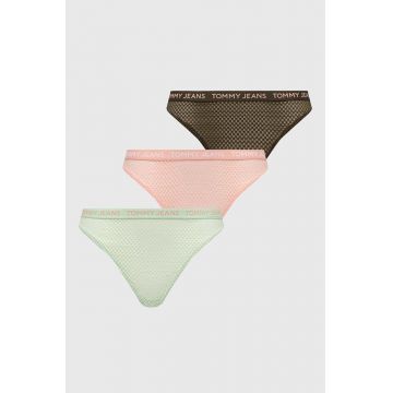 Tommy Jeans tanga 3-pack culoarea verde UW0UW05010