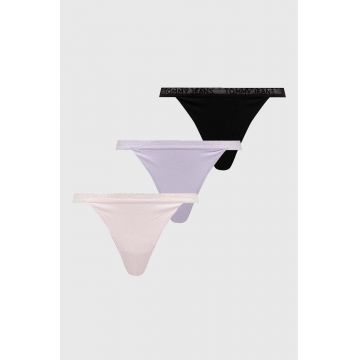 Tommy Jeans tanga 3-pack culoarea violet, UW0UW05017