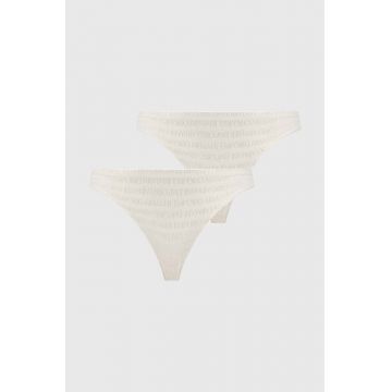 Emporio Armani Underwear tanga 2-pack culoarea bej, transparent