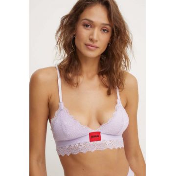 HUGO sutien culoarea violet, dantela, neted, 50502786