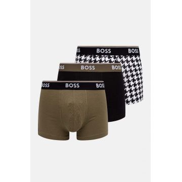 BOSS boxeri 3-pack barbati, culoarea verde, 50517829