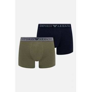 Emporio Armani Underwear boxeri 2-pack barbati, culoarea verde, 111769 4F720