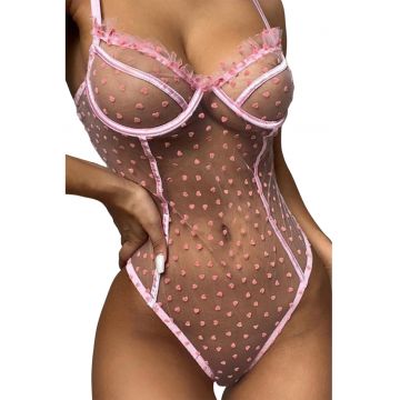 Lenjerie sexy dama - body transparent - model cu inimioare delicate - EFAYN