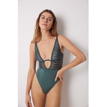 women'secret body SENSE 1 AND 2 culoarea verde, dantela, neted, 7918829