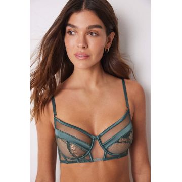 women'secret sutien SENSE 1 AND 2 culoarea verde, satin, neted, 7918819