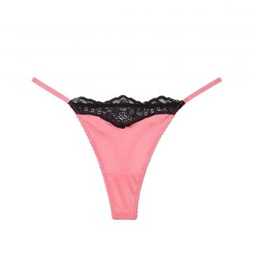 Lace trim thong m