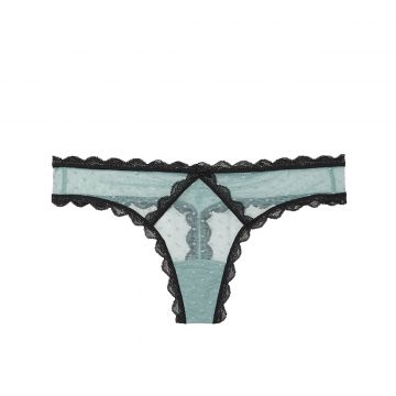 Swiss dot lace thong panty l