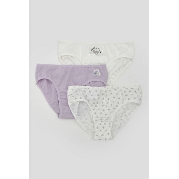 Set de chiloti de bumbac cu imprimeu floral - 3 piese Set de chiloti de bumbac cu imprimeu floral - 3 piese
